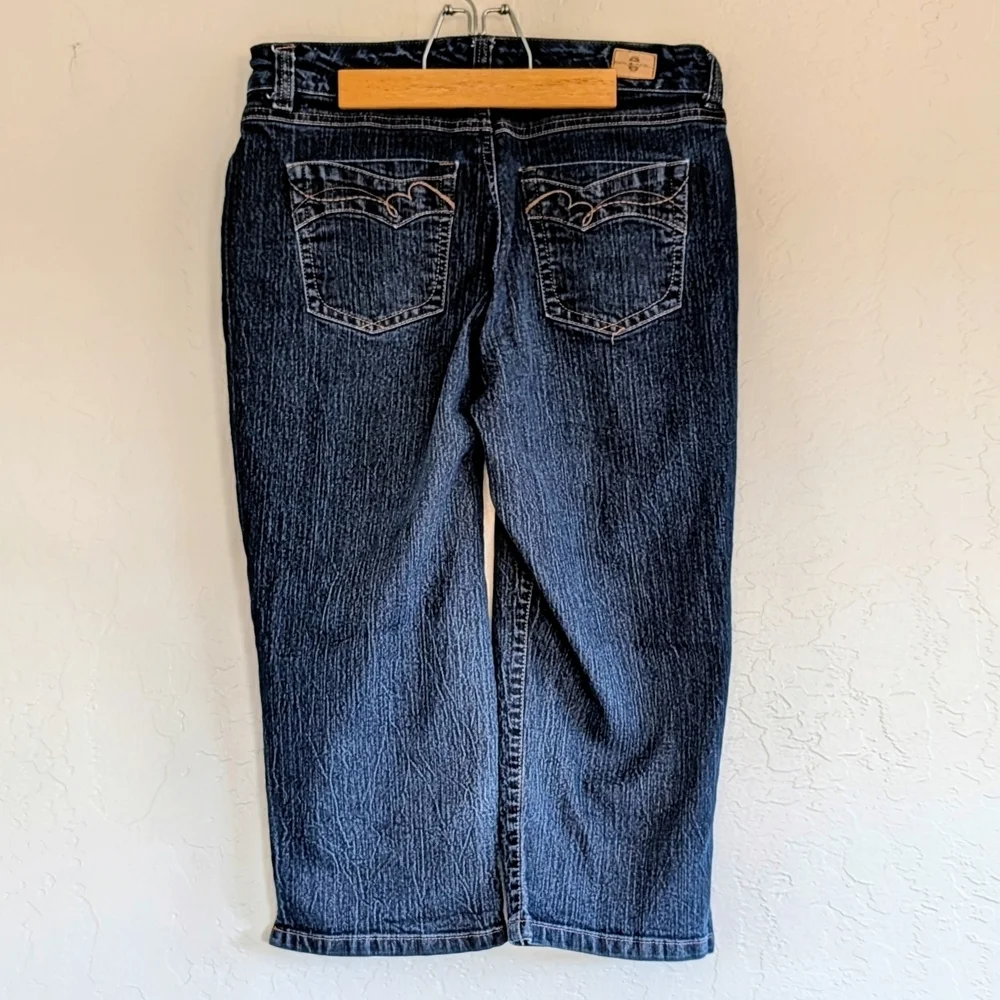 Dark Blue Capri Cropped Jeans Casual Chic Minimalist Classic Denim Transitional